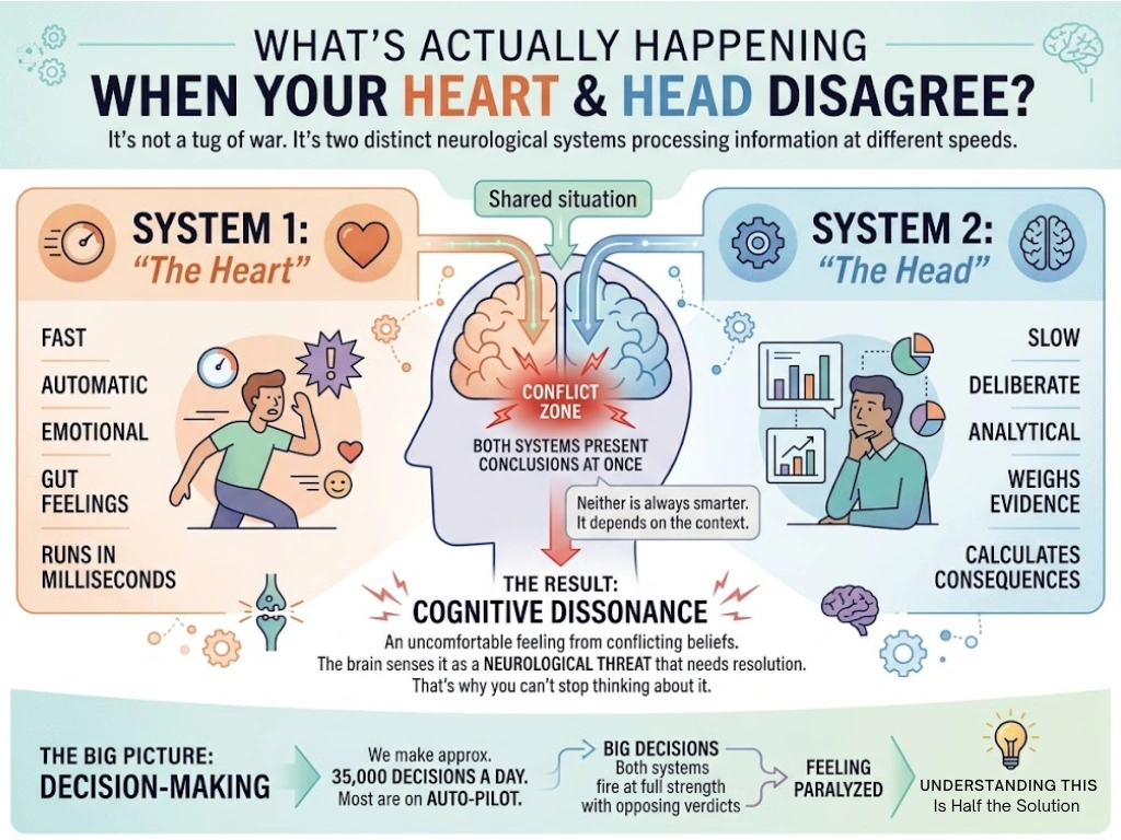 what's actually happening when your heart and head disagree?